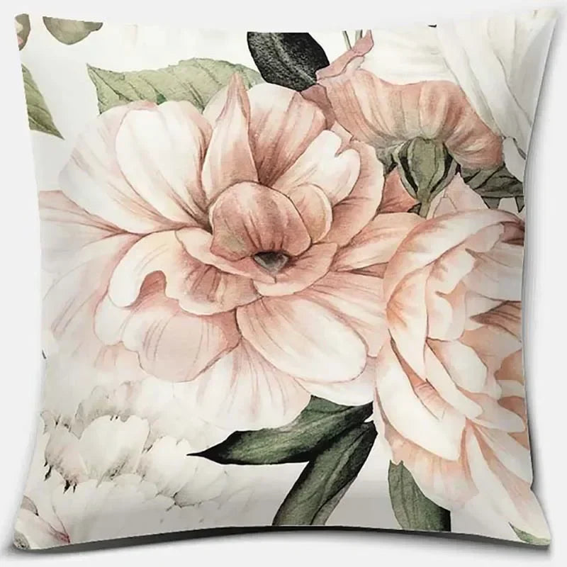 Pink Flower Pattern Cushion Cover by Axyaa - 45x45cm Decorative Pillowcase