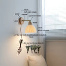 Axyaa White Ceramic LED Wall Sconce with Wooden Socket, Stair Wall Light Fixtures