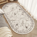 Axyaa French Flower Creamy Oval Bedside Carpet Medieval Style Retro Soft Rug