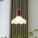 Axyaa Nordic Wood Glass LED Pendant Light for Dining Bedroom Balcony