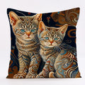 Axyaa Cat Linen Pillowcase 45x45cm for Home Décor and Comfort