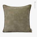 Axyaa Farmhouse Cross-Stitch Green Leather Cushion for Castle Sofa