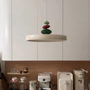 Axyaa Creamy LED Pendant Lights: Flying Saucer Chandeliers for Minimalist Home Dining Decor