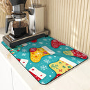 Christmas Gloves Snowflake Drying Mat by Axyaa: Non-Slip Absorbent Table Mat