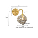 Axyaa Brass Vintage Glass LED Wall Sconce Bedroom Living Room Light