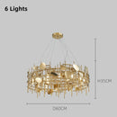 Modern Gold Chandelier Luxury Round Dining Room Lighting Fixture Golden Large Kitchen Island Home Decor Light Axyaa