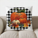 Axyaa Grateful Blessed Pumpkins Checkered Fall Pillow Cover