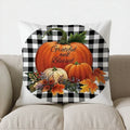 Axyaa Pumpkins Checkered Fall Pillow Cover for Sofa Bedroom Car - Grateful Blessed Pattern