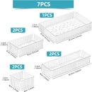 Axyaa Desk Drawer Organizer Set: Clear Plastic Storage Bins for Bathroom, Makeup, Kitchen