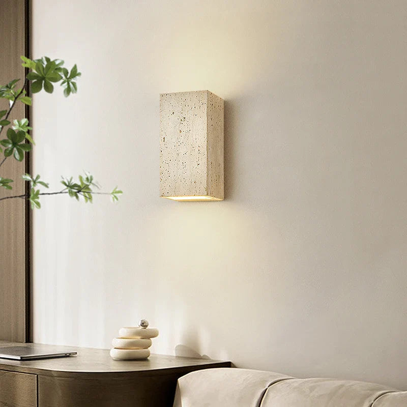 Axyaa Wabi Sabi LED Wall Light Fixtures - Yellow Travertine Bedroom Lamps