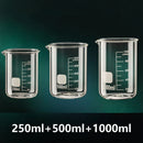 Axyaa Glass Measuring Cup Set | Clear Scale Beaker for Kitchen Baking & Laboratory