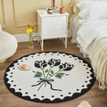 Axyaa French Rose Round Carpet - Autumn Winter Girl Bedroom Area Rug