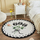 Axyaa French Rose Round Carpet - Autumn Winter Girl Bedroom Area Rug