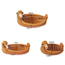 Axyaa Rattan Animal Style Fruit Plate & Tea Tray Multifunctional Storage Basket