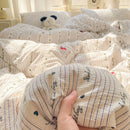 Axyaa Cloud Super Soft Kapok Mattress in Cream Wind Wrinkled Double-Layer Yarn - 4-Piece Set