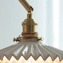 Axyaa Nordic Modern LED Wall Lamp Walnut Wood Ceramic Copper Pull Chain Switch