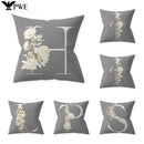 Axyaa Grey Flowery Print Alphabetic Cushion Cover for Home Sofa Decor 45x45cm