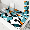 Geometric Color Blocks Kitchen Drying Mat by Axyaa