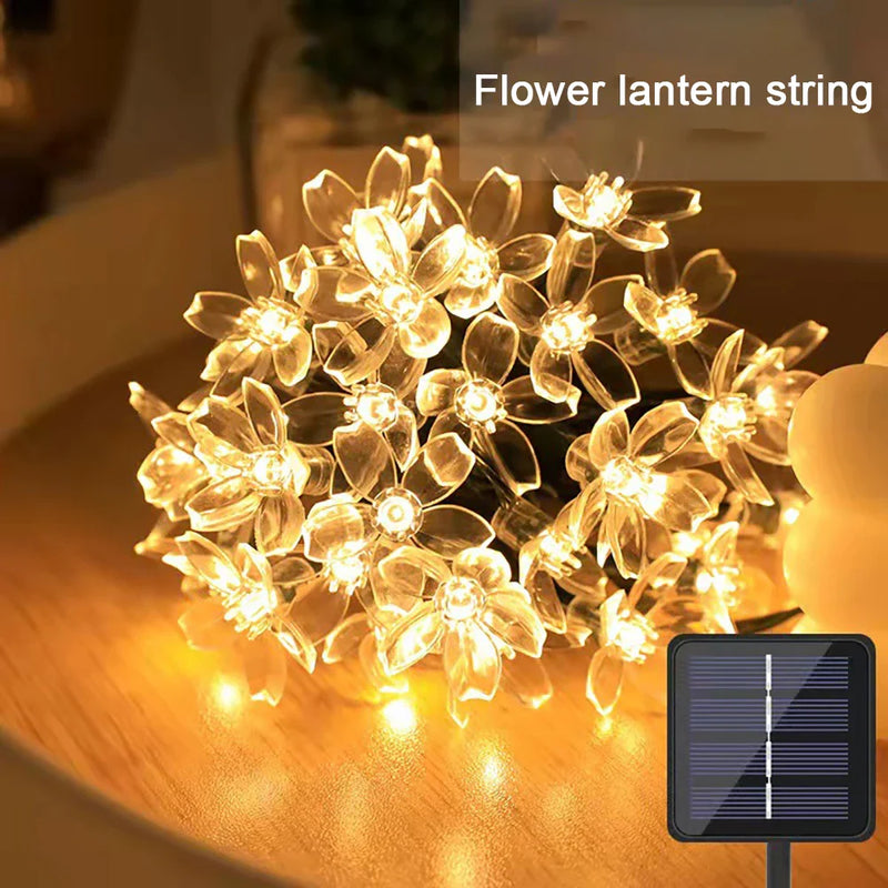 Axya Solar String Flower Lights - Outdoor Waterproof Fairy Decor for Garden, Yard, Christmas Tree