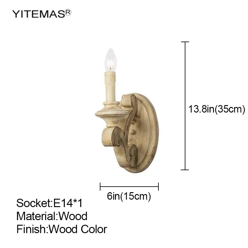 Axyaa Retro Wood Wall Sconce Light for Interior Decoration