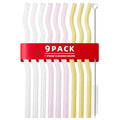Axyaa Glass Wavy Straws Set - Eco-Friendly Reusable Colorful Drinking Straws