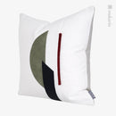 Axyaa Modern Nordic White Green Stitching Leather Square Pillow Cover