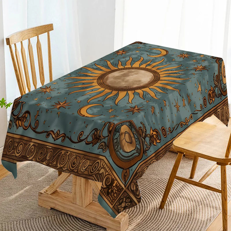 Axyaa Sun Moon Blues Table Runner for Home Kitchen Decor.