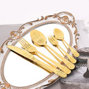Axyaa Vintage Flower Carved Stainless Steel Cutlery Set - 5Pcs Dinnerware Kit