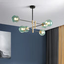 Axyaa Modern Glass Chandeliers for Dinning Room Living Room Bedroom, Golden/Black Lamps
