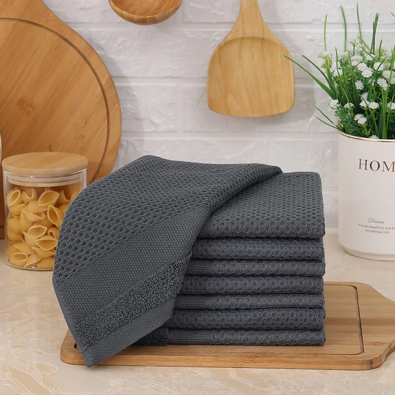 Axyaa Kitchen Cotton Towels: Absorbent Honeycomb Dish Cloths, Reusable & Washable