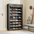 Axyaa 10 Tier Shoe Rack with Cover: Black Shoe Organizer Stand for 50 Pairs