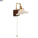 Axyaa Brass Flower LED Wall Lamp, Vintage Style, Wooden Base, E27 Bulb