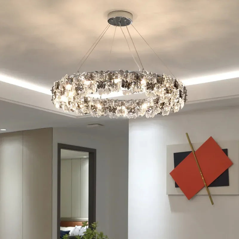 Axyaa Circle Butterfly Crystal LED Pendant Lights - Modern Minimalist Luxury Lighting
