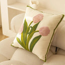 Axyaa Embroidered Tulip Throw Pillow Covers for Summer Garden Decor