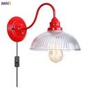 Axyaa Vintage Loft LED Wall Lamp Red Clear Glass Stair Light Fixtures