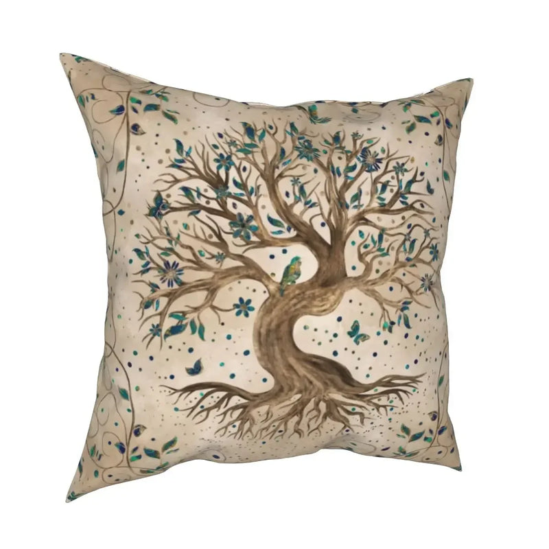 Axyaa Tree of Life Mystic Viking Gold Cushion Cover Pillowcase