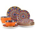 Axyaa New Bohemian Ceramic Dinnerware Set - 12/24 Piece Porcelain Plates & Bowls