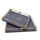 Axya Nordic Blue Leather Tray: Stylish Jewelry & Kitchen Organizer