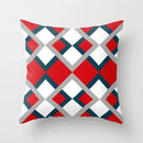 Axyaa Geometric Throw Pillow Cover Set in Red, Blue, and Gray