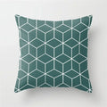 Axyaa Teal Blue Geometric Pillow Cases with Letter Leaves Plant Print, Deer Animal Design.