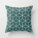 Axyaa Teal Blue Geometric Pillow Cases with Letter Leaves Plant Print, Deer Animal Design.