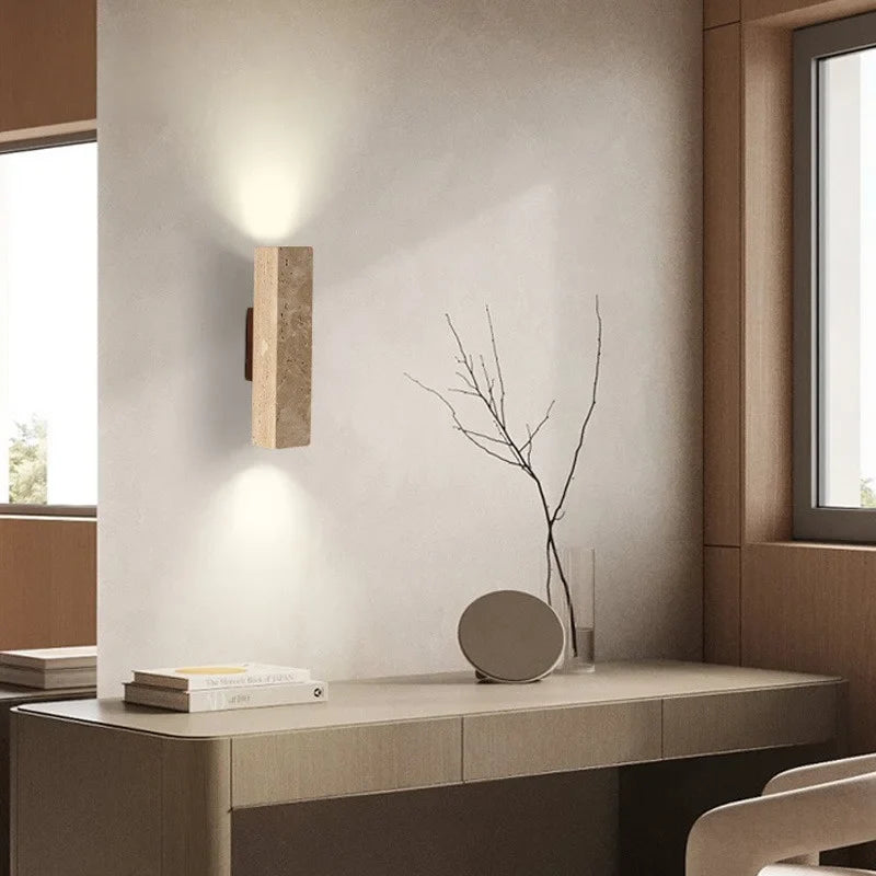 Axyaa Wabi Sabi LED Wall Lamp Yellow Travertine Stone Kitchen Bathroom Stair Light
