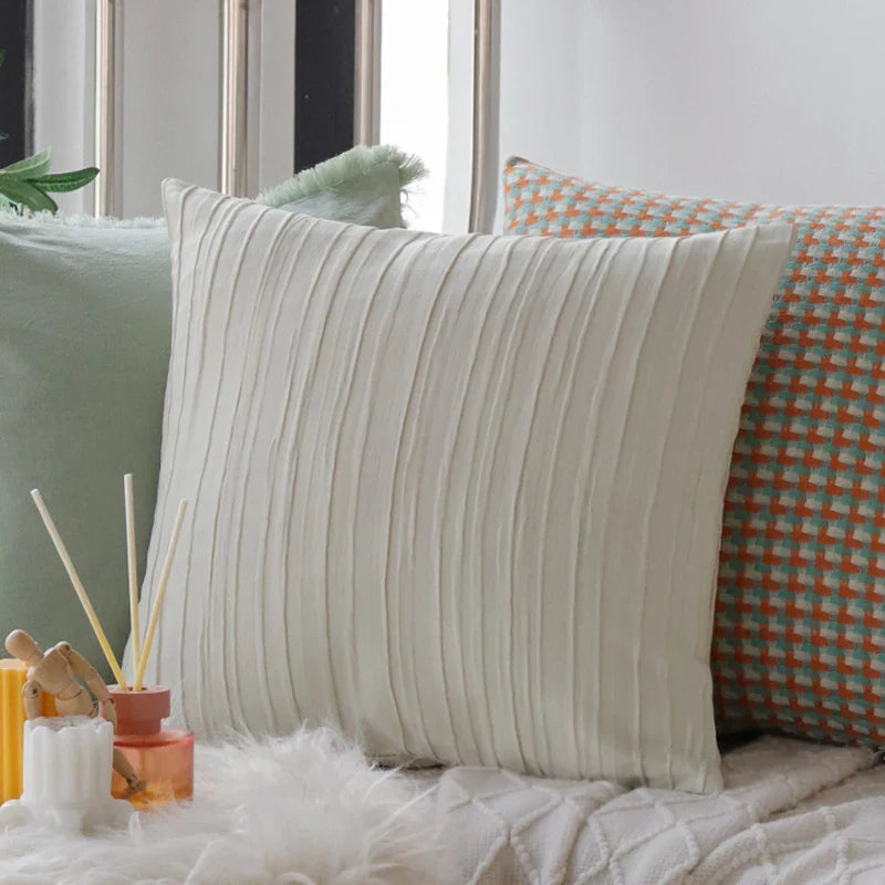 Axyaa White Tufted Tassel Cushion Cover - Mori Style Home Decor Pillowcase