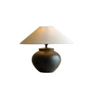Wabi-sabi Retro Ceramic Table Lamp with Fabric Shade for Home Decor by Axyaa