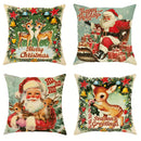 Axyaa Christmas Pillowcase: Santa Claus Fawn Pattern, Home Room Sofa Cushion Cover