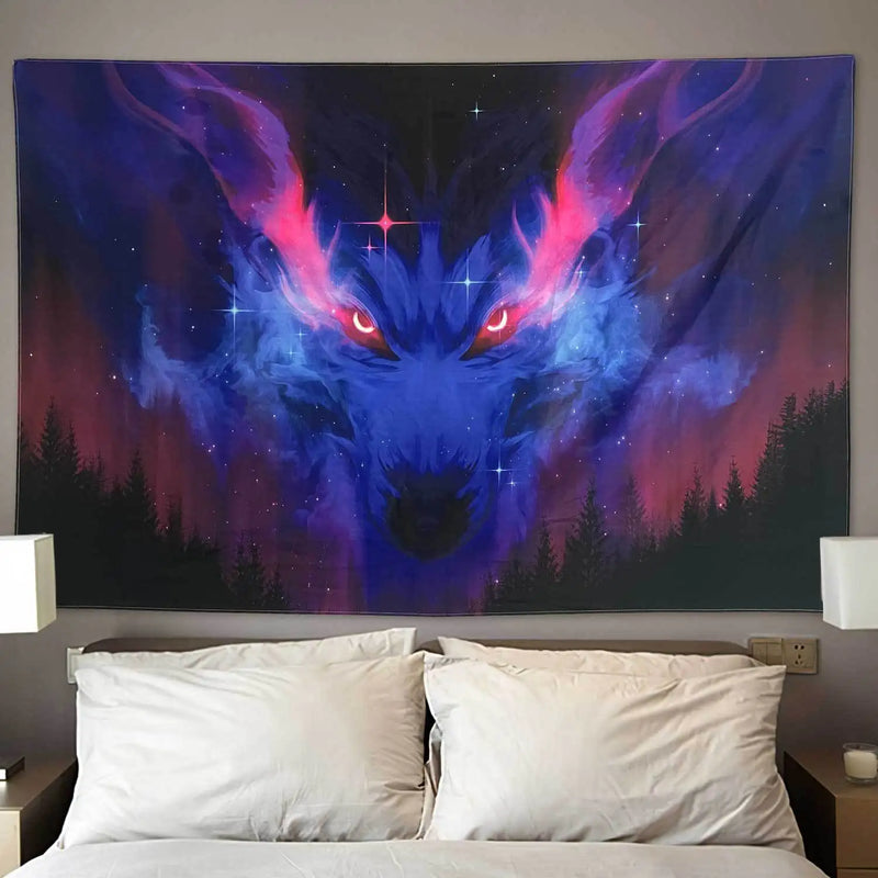 Axyaa Neon Anime Punk Wall Hanging - Vibrant Fluorescent Tapestry for Home Decor