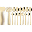 Gold Stainless Steel Cutlery Set by Axyaa - 24Pcs Western Tableware Flatware