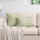 Lumbar Corduroy Boho Cushion Cover with Pom Pom Detail by Axyaa