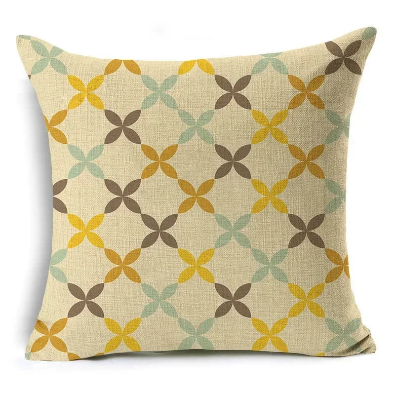 Axyaa Retro Geometry Linen Pillowcase - 45*45cm