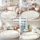 Axyaa Plush Round Carpets: Non-Slip, Washable Rugs for Living Room & Bedroom